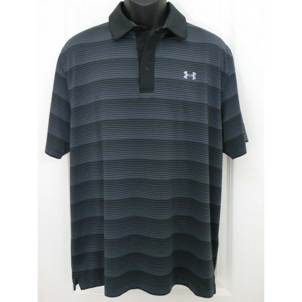 Under Armour‎ Mens Black Short Sleeve Heat Gear Button Pullover T Shirt Size XL